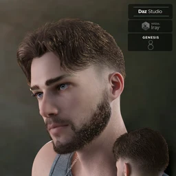 Nathan Fade Haircut and Beard for Genesis 8 Male(s)