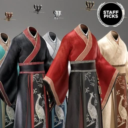 Peacock Hanfu Outfit Textures