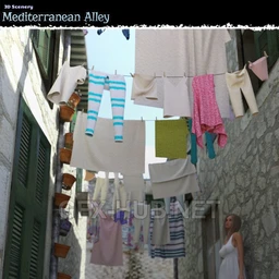 3D Scenery Mediterranean Alley