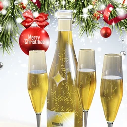 A Glass and Bottle of Champagne