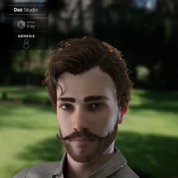 Bastien Curly Hair and Beard for Genesis 8 Male(s)