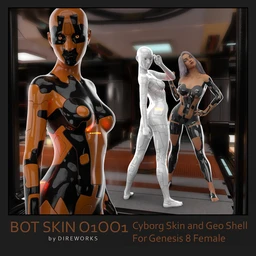 BotSkin. Double Layer Cyborg Skin – Materials and Geo Shell for Genesis 8 Female