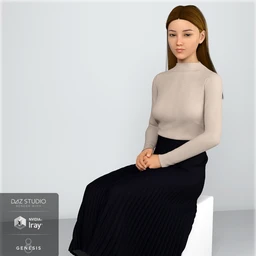 dForce HnC Pleated Skirt Outfit for Genesis 8 Females