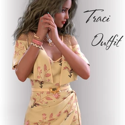 dForce Traci Holiday Dress Outfit for Genesis 8 Female(s)