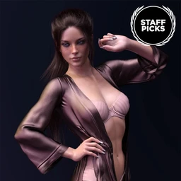 dForce X-Fashion Kimono Lingerie Set for Genesis 8 Females