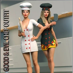 Good and Evil Chef Outfit And Poses For Genesis 8 Female(s)