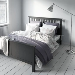 床,被子,枕头,床头柜,卧室场景等双人床模型合集
