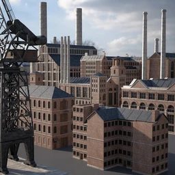 工业建筑,工厂模型，厂房,红砖建筑模型