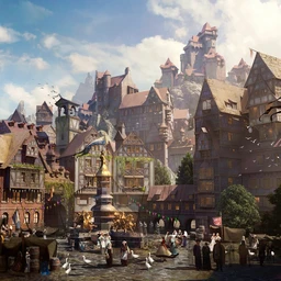 童话小镇模型,梦幻城镇场景模型,城堡,洋房,酒馆等模型