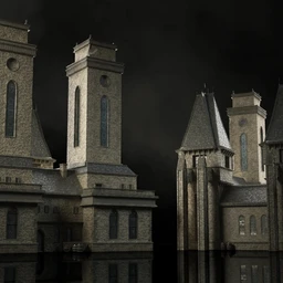 黑暗城堡建筑模型,黑暗王国模型,阴暗的古堡模型