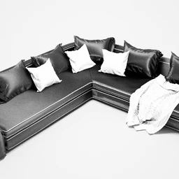 黑色沙发套件模型,黑色风格沙发模型