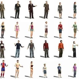 104个角色人物模型,100个预设动画,maya,3dmax