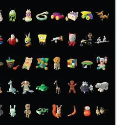 玩具模型合集,海绵宝宝,松鼠,大眼怪,魔方,维尼熊,布偶娃娃等40个玩具模型