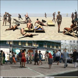 沙滩,商场,街道人群模型合集,max格式