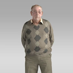 高精度老年男人模型