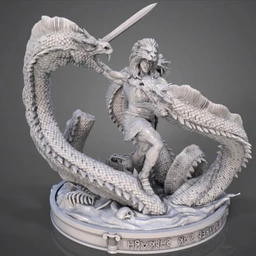 大力神(赫拉克勒斯)和多头蛇-3D打印模型