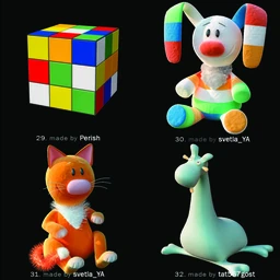 儿童玩具模型共40个,卡通动物,布偶,魔方,小汽车等模型