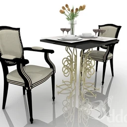 桌子椅子组合模型合集