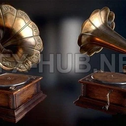 留声机模型,旧电视机,旧打字机,旧钟,豉机,音响等模型