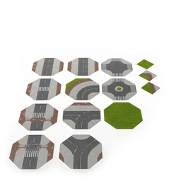 道路模型,公路模型,十字路口,交叉路口,红灯口,转弯路,路表面,模型合集