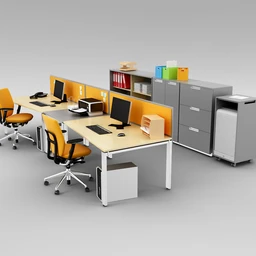 办公室场景,桌子,椅子,组合家具,饮水机,文件夹,书笔,电脑,打印机,员工桌,办公桌,会议桌,办公物品模型