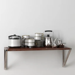 锅盘,酱油瓶,电饭锅,茶壶,茶杯,红酒杯,铝制厨具,瓶罐,容器,碗,刷子,厨房物品模型合集