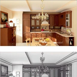 厨房模型,厨房场景,厨柜,厨具,餐桌,3D模型