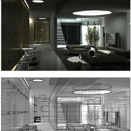 客厅模型,客厅场景,沙发,电视,灯饰,3D模型