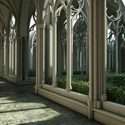 罗马柱走廊场景,欧式园林走廊模型,3D模型