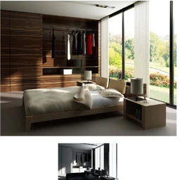 卧室模型,衣柜模型,床,床头柜,落地窗,3D模型