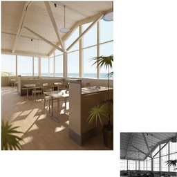 海边餐厅场景,餐厅模型,海边木屋,木桌子,木椅,3D模型