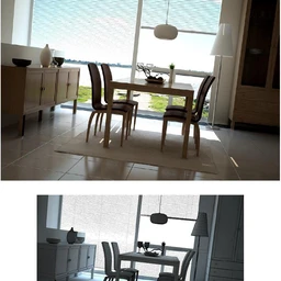 饭厅场景,饭桌,椅子,吊灯,木柜模型,3D模型