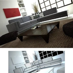 客厅场景,客厅模型,布艺沙发,3D模型