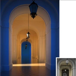 室内走廊场景,室内走廊模型,吊灯模型,拱形走廊,3D模型