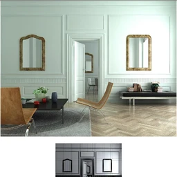 室内场景,客厅模型,桌子,镜子,门模型,3D模型