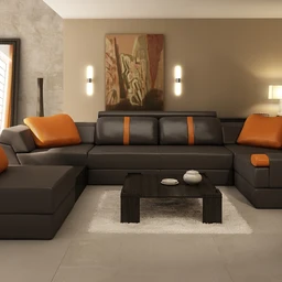 客厅场景,全套沙发模型,茶几模型,落地镜模型,3D模型