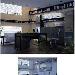 办公室模型,办公室场景,公办桌,书柜,文件柜模型,3D模型