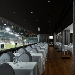 餐厅场景,球场观览室,观景场景,餐桌,3D模型