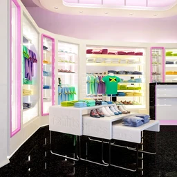 商店场景,卖场模型,货物模型,货架,鞋子,衣服,3D模型