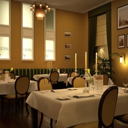 餐厅场景,餐厅模型,餐桌,餐具,蜡烛模型,西餐厅,3D模型