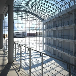 拱形吊顶,拱形玻璃顶,透光天花模型,透光屋顶,通天大厅场景,3D模型