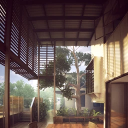 露天饭厅场景,木餐桌,木椅子模型,森林中的房子,3D模型