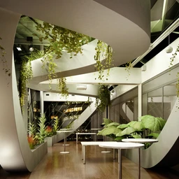 创意建筑模型,中空花园,室内园林场景,空中花圃,3D模型