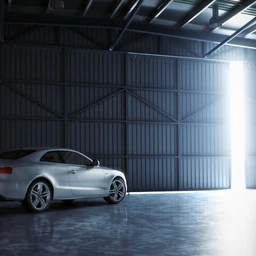 奥迪汽车模型,汽车仓库,铁棚场景,铁大棚模型,3D模型