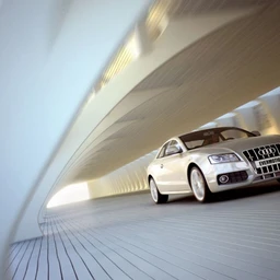 拱形道路场景,室内道路模型,奥迪汽车模型,3D模型