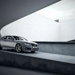 下坡道路场景,地下车库入口模型,奥迪汽车模型,3D模型