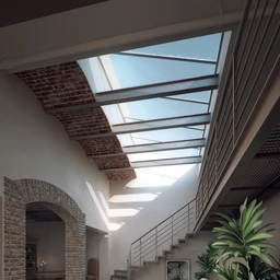 红砖房子模型,别墅场景,复式房子模型,玻璃天花场景,3D模型