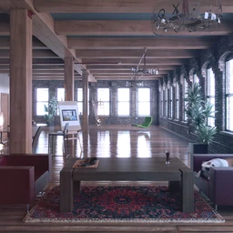 木横梁房子模型,木柱房屋,木地板,3D场景,3D模型