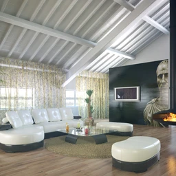 三角形天花,三角形屋顶,客厅模型,3D场景,3D模型