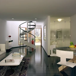 旋转楼梯模型,公寓模型,沙发,餐桌模型,3D模型